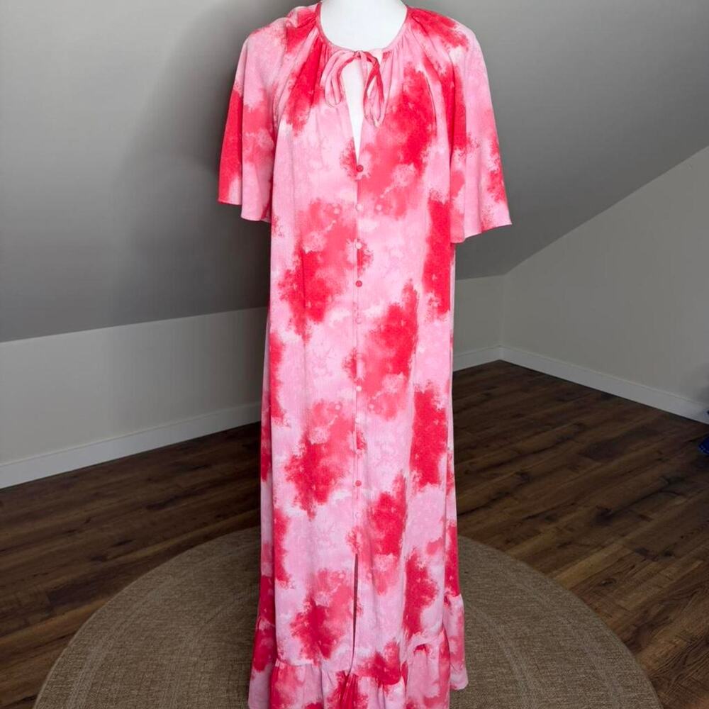 Buddy Love Pink Tie Dye Maxi‎ Dress Boho Romantic Resort Festival